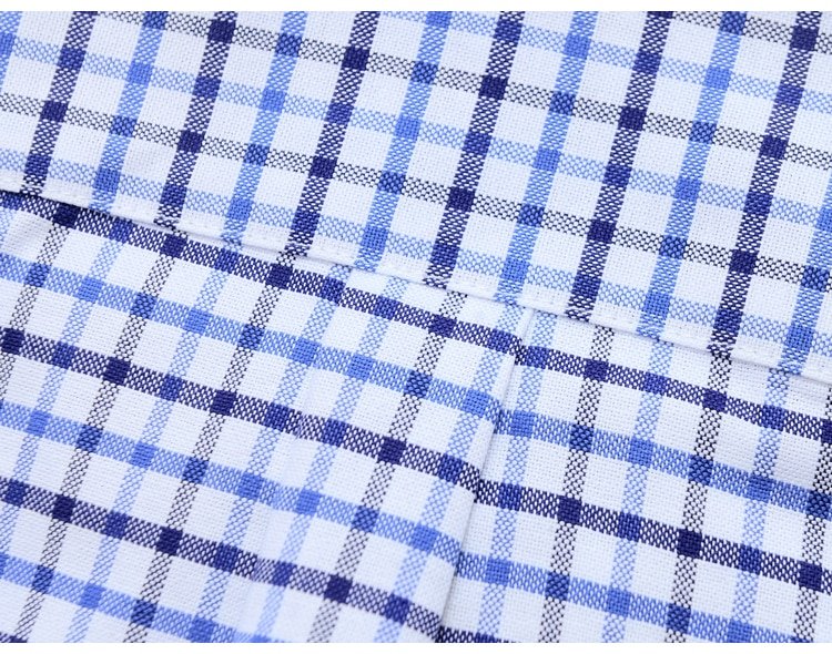 Homens oxford manga curta verão camisas casuais bolso único confortável padrão-fit camisa de algodão listrada xadrez