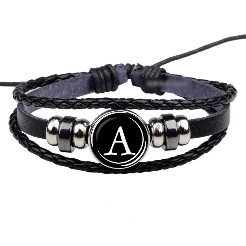 Men's Leather Personalized Bracelet with Symbol