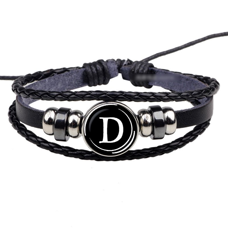 Men's Leather Personalized Bracelet with Symbol